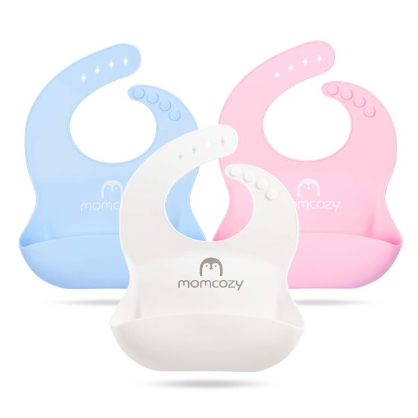 Momcozy Baby Silicone Bibs Easily Clean Set of 3