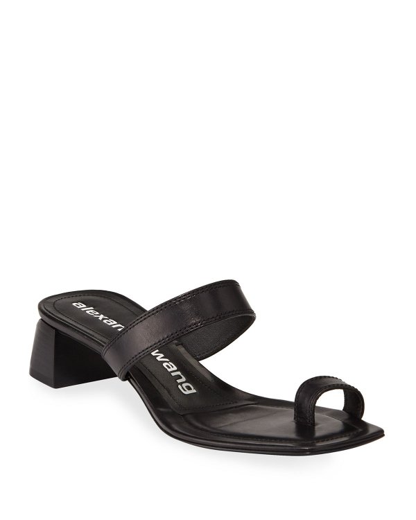 Ellis Toe-Ring Leather Slide Sandals