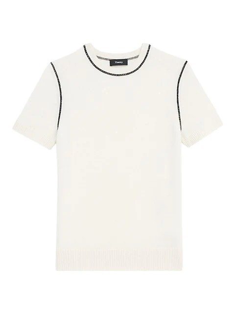 Contrast-Trim Cashmere T-Shirt