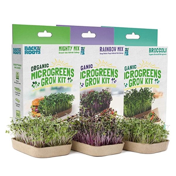 50041 DIY 6-Grow Variety Pack Organic Microgreens Kit, Indoor Gardening Starter Set