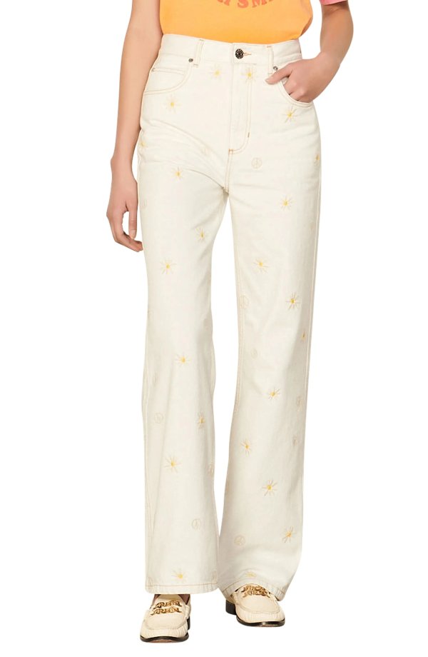 Cyriaque Embroidered Wide Leg Pants