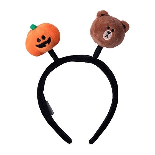 Pumpkin Trio Halloween Series - Brown Plush Character Hair Head Bands Accessories, Brown