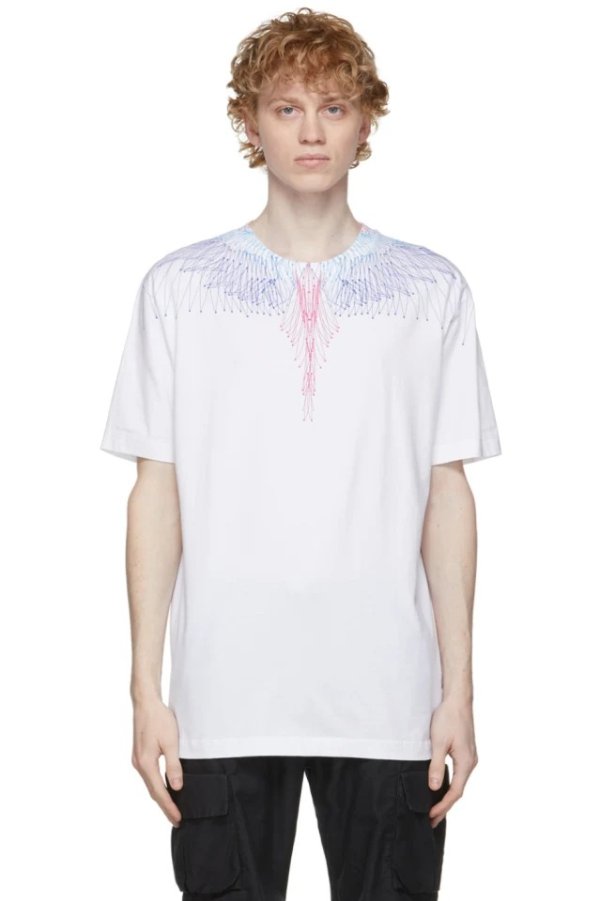 White & Multicolor Wings T-Shirt