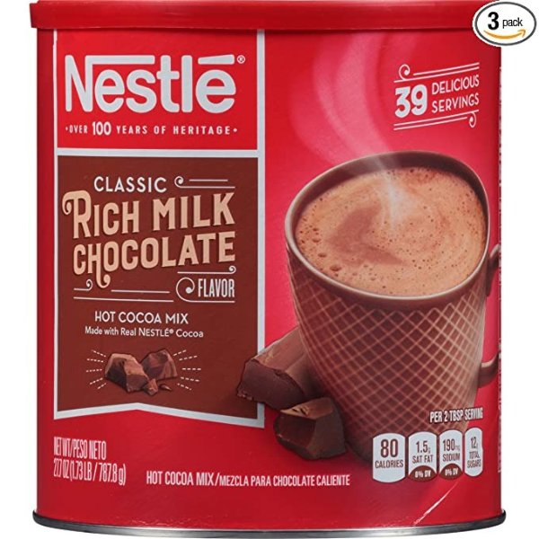 Hot Cocoa Mix, Rich Milk Chocolate (39 Servings), 27.7-Ounce Canisters (Pack of 3)