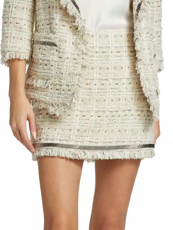 Doris Beaded Boucle Tweed Miniskirt