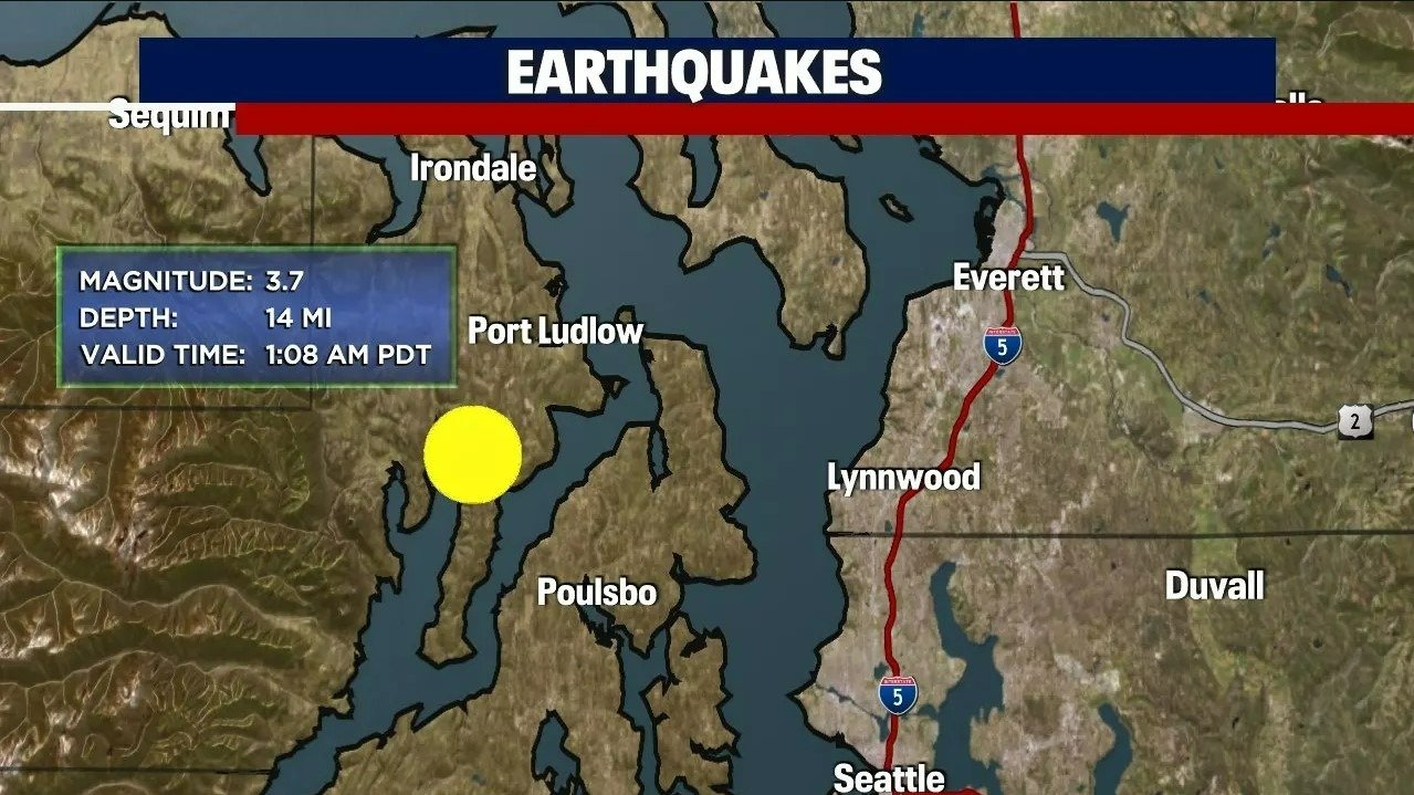 华盛顿州西北部凌晨发生3.7级地震，距离西雅图25英里！震感明显