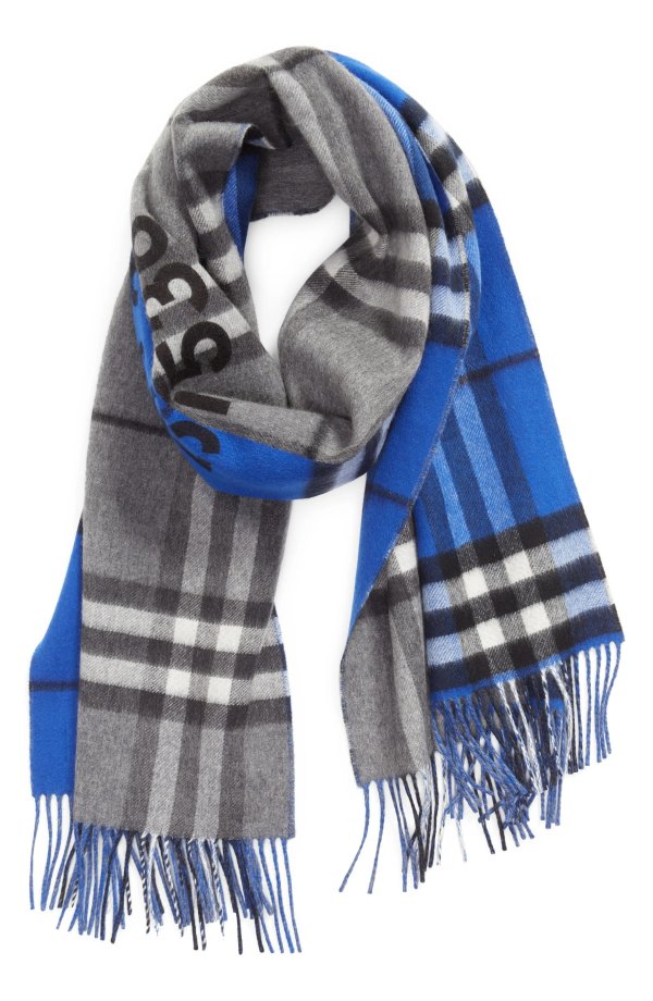 Giant Check Colorblock Cashmere Scarf