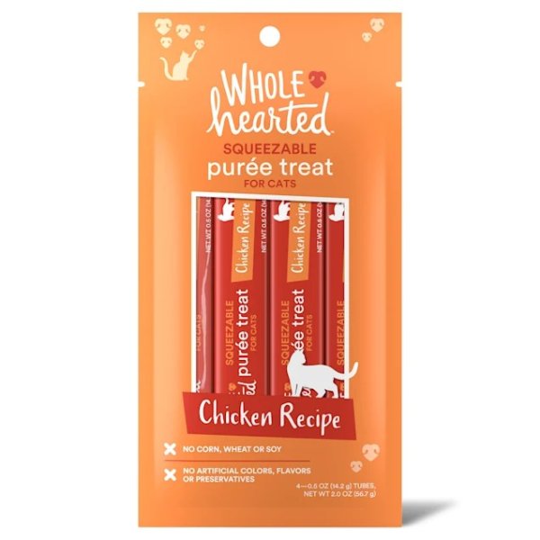 Chicken Recipe Puree Squeezable Cat Treats, 0.5 oz., Count of 4 | Petco