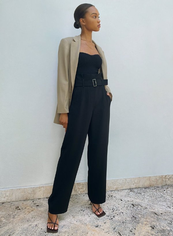power pant Belted high-waisted pants