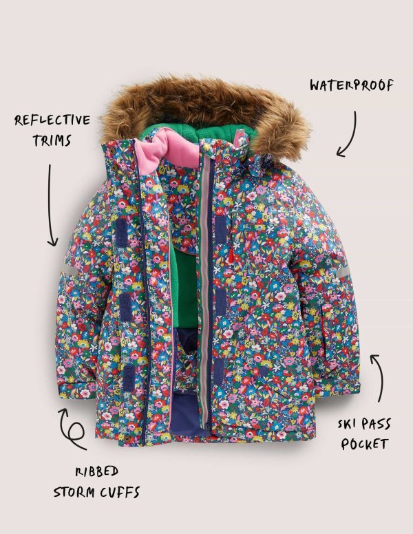 All-weather Waterproof Jacket - Multi Patchwork Floral | Boden US