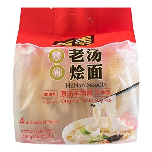 Oriental Style Non-Fried Instant Flat Noodles, Lamb Soup Flavor (Pack of 4)