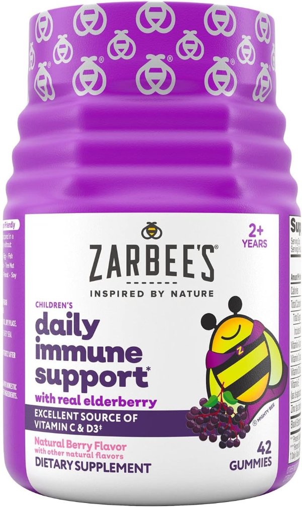 Children's Elderberry Immune Support* Gummies with Vitamin C, Zinc, Natural Berry Flavor, 42 Count