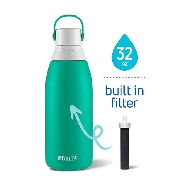 36478 Insulated Stainless Steel Water Bottle with Filter, 32 oz, Jade