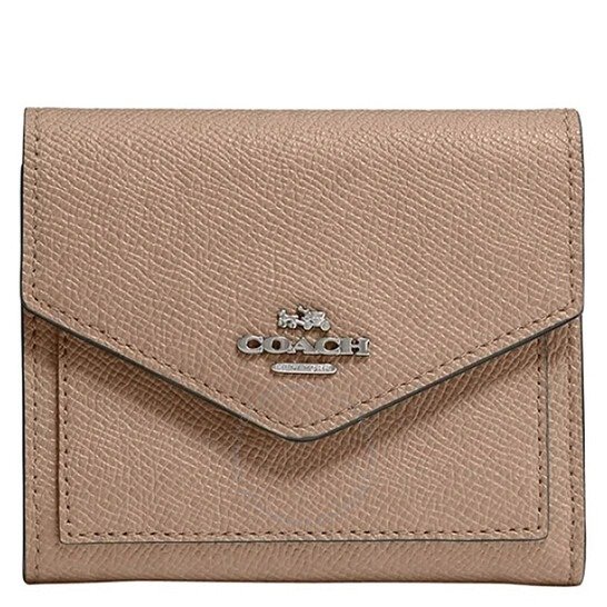 Ladies Leather Compact Trifold Wallet - Taupe