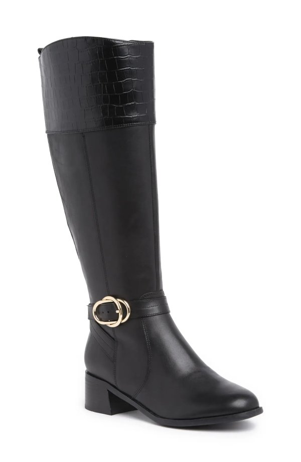 Croc Embossed Riding Boot