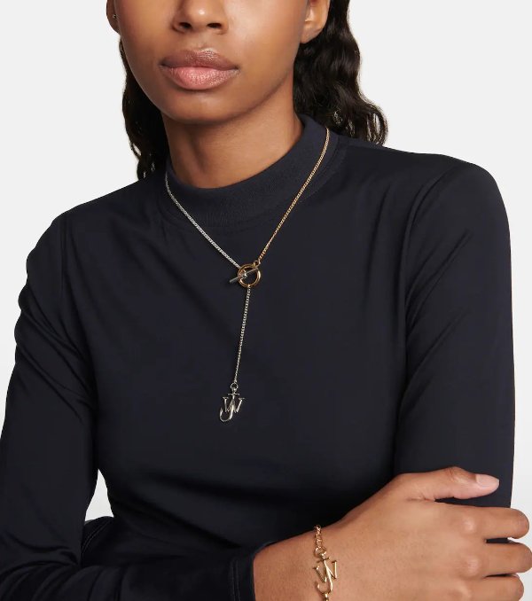 Logo gold–plated pendant necklace