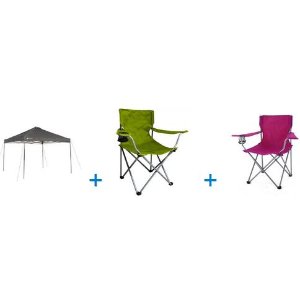 Ozark Trail Instant Straight Leg Canopy + 4 Folding Quad Arm Chairs 