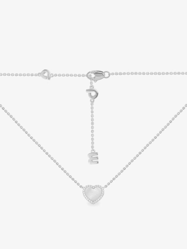 Heart-shaped mini sterling-silver cubic zirconia and nacre necklace