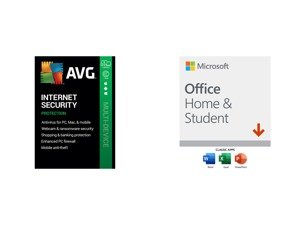 AVG Internet Security and Microsoft Office Home Student 2019 Bundle