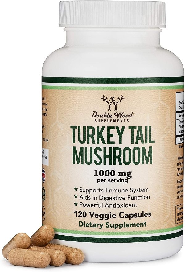 Turkey Tail Mushroom Supplement (120 Capsules - 2 Month Supply) 