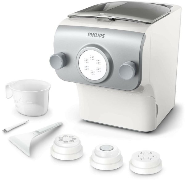 Avance Pasta and Noodle Maker Plus w/ 4 Shaping Discs, White - HR2375/06