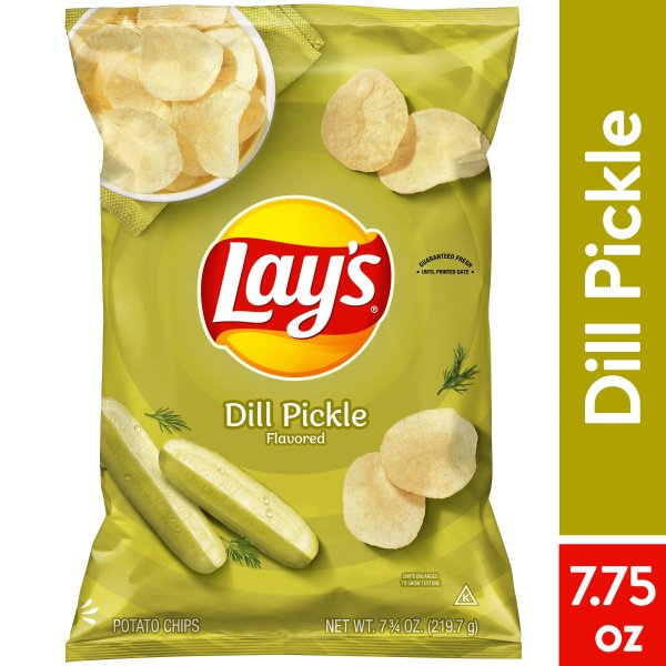 Dill Pickle Potato Snack Chips,7.75 oz Bag