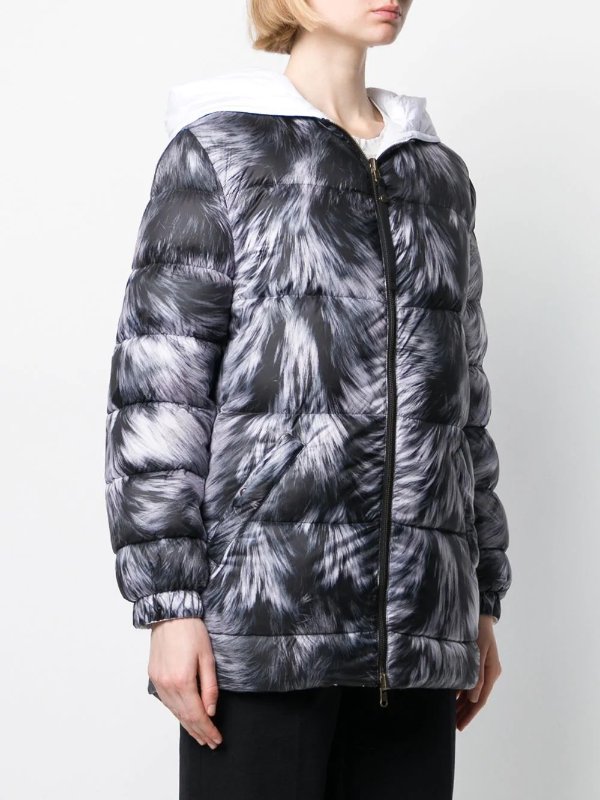 fur-print feather down jacket