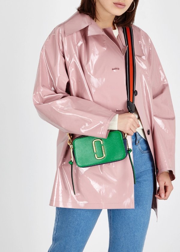 Snapshot green leather shoulder bag