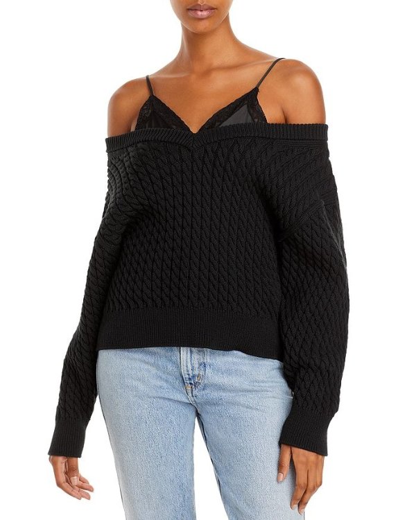 Layered Look Cable Sweater