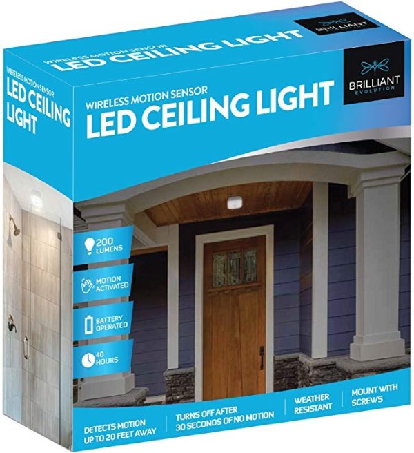 Wireless Motion Sensor LED Ceiling Light | LED Closet Light | Indoor Motion Sensor Light | Outdoor Light | Cordless Battery Operated Light | Garage Light | Waterproof Shower Light