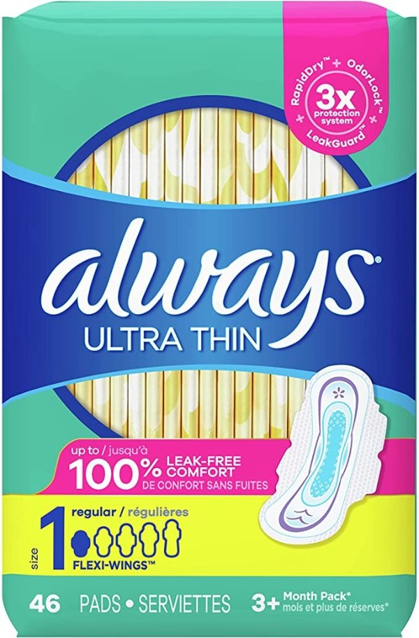 Ultra Thin Size 1 Regular Pads with Wings Unscented