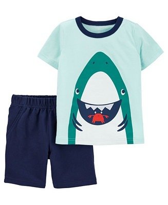 Baby Boys Shark Cotton Pajamas, 2 Pieces