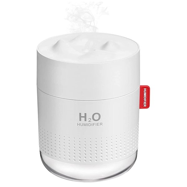 MOVTIP Portable Mini Humidifier, 500ml Small Cool Mist Humidifier, USB Personal Desktop Humidifier for Baby Bedroom Travel Office Home, Auto Shut-Off, 2 Mist Modes, Super Quiet, White