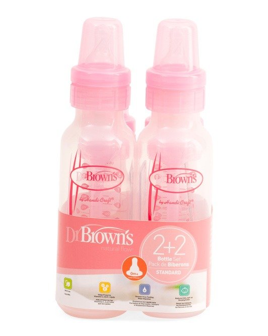 4pk 2 Plus 2 Natural Flow Baby Bottles