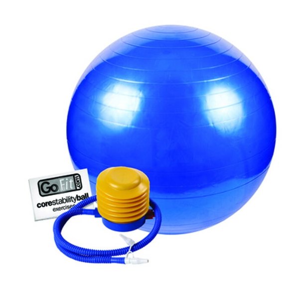 Go-Fit 75Cm Exercise Ball With Pump and Training Poster Blue One Size