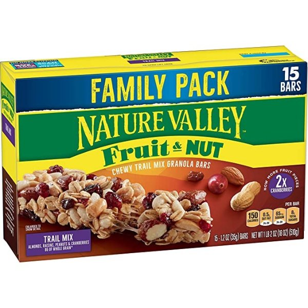 Granola Bars, Fruit and Nut, Chewy Trail Mix Granola Bars, 18 oz, 15 ct