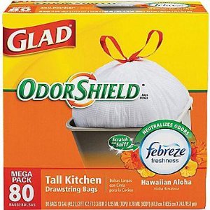 Glad Odorshield 隔味厨用垃圾袋，13加仑x80个