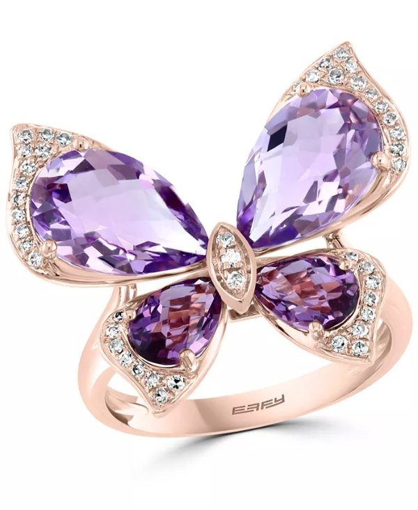 紫水晶蝴蝶钻戒