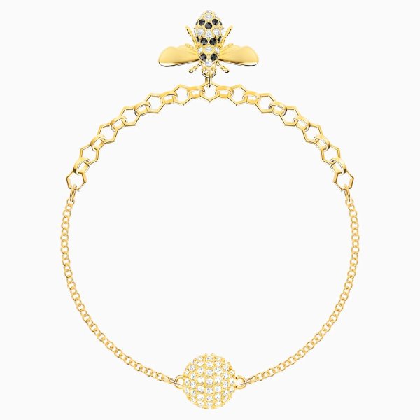 Remix Collection Bee Strand, Black, Gold-tone plated by