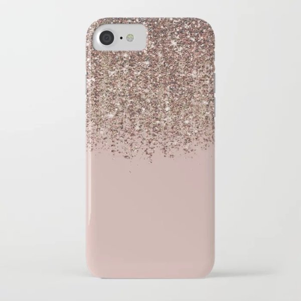 Blush Pink Rose Gold Bronze Cascading Glitter iPhone Case by christyne