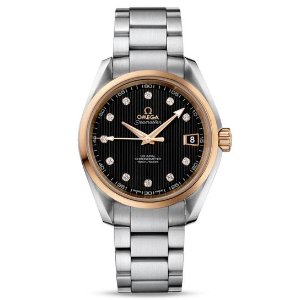 OMEGA Seamaster Aqua Terra Diamond Black Dial 18 Carat Rose Gold Case Automatic Men's Watch
