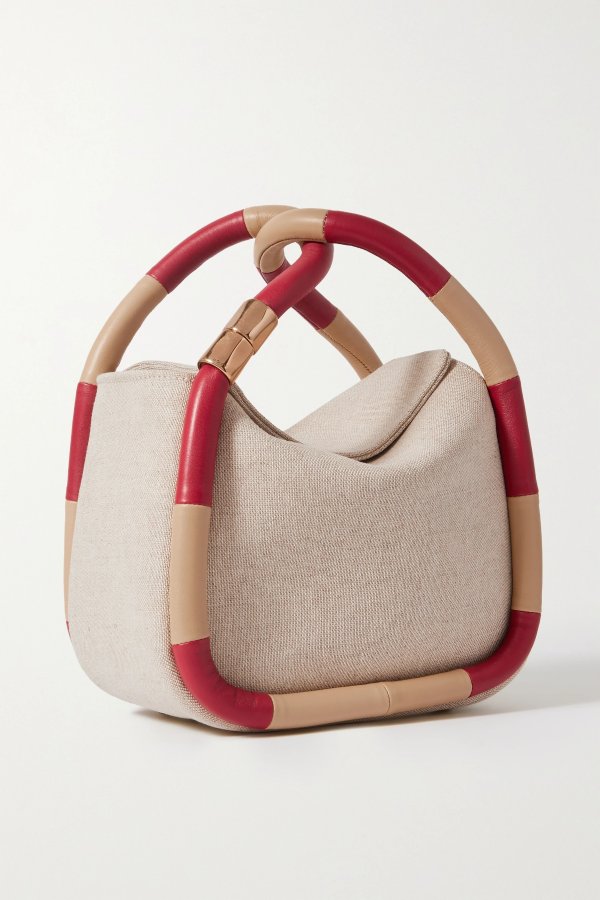 Wonton 20 leather-trimmed canvas tote