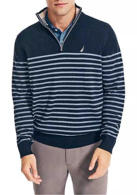 Men's Navtech Striped Quarter-Zip Sweater