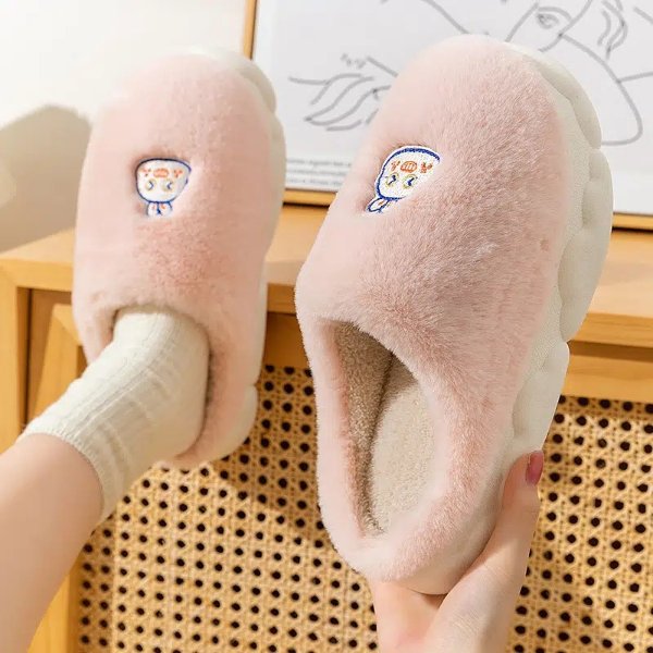 Women Winter Slippers Indoor,cute Warm Thick Soled Cartoon Embroidery Bedroom Slippers | 24/7 Customer Service | Temu