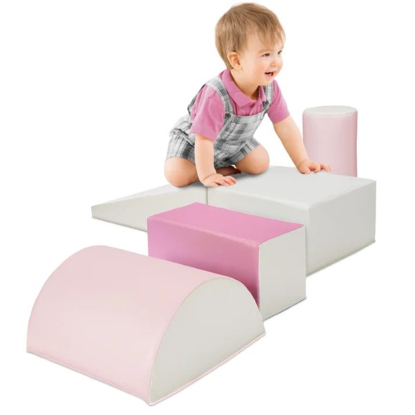 儿童泡沫活动垫5件套，粉色调