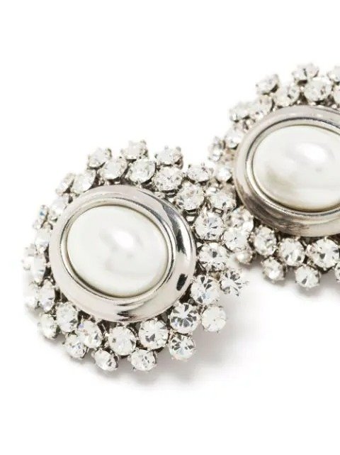 crystal-embellished pearl stud earrings
