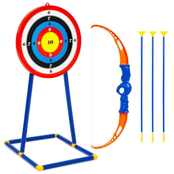 Kids Archery Toy Play Set w/ Bow, 3 Arrows, Target