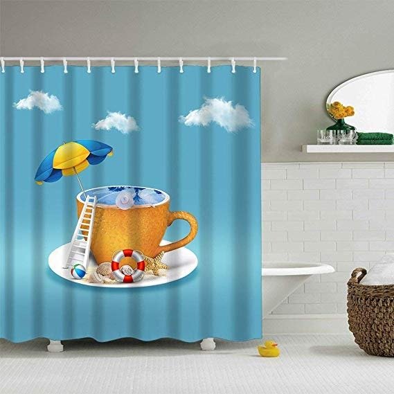 worthtrust Art Fabric Bathroom Shower Curtain Decor, Shower Curtain Fabric, Art 3D Art Printing Art Bath Shower Curtain,Polyester Waterproof Bathroom Accessories with Hooks,70x70 Inch,