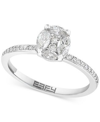 EFFY® Diamond Round & Marquise Engagement Ring (3/8 ct. t.w.) in 14k White Gold