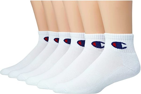 Amazon官网 Champion 运动短袜 白色款6双装